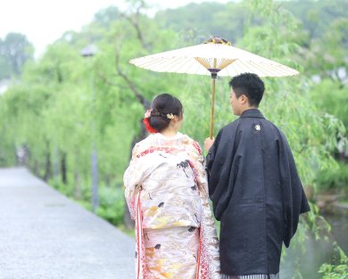 雨でも美観地区撮影が素敵です♡