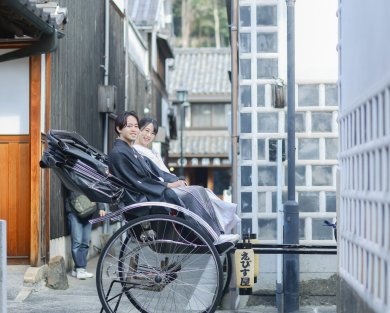 人力車に乗って撮影♪