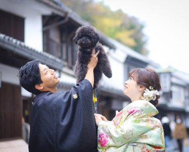 愛犬と美観地区ロケ撮影