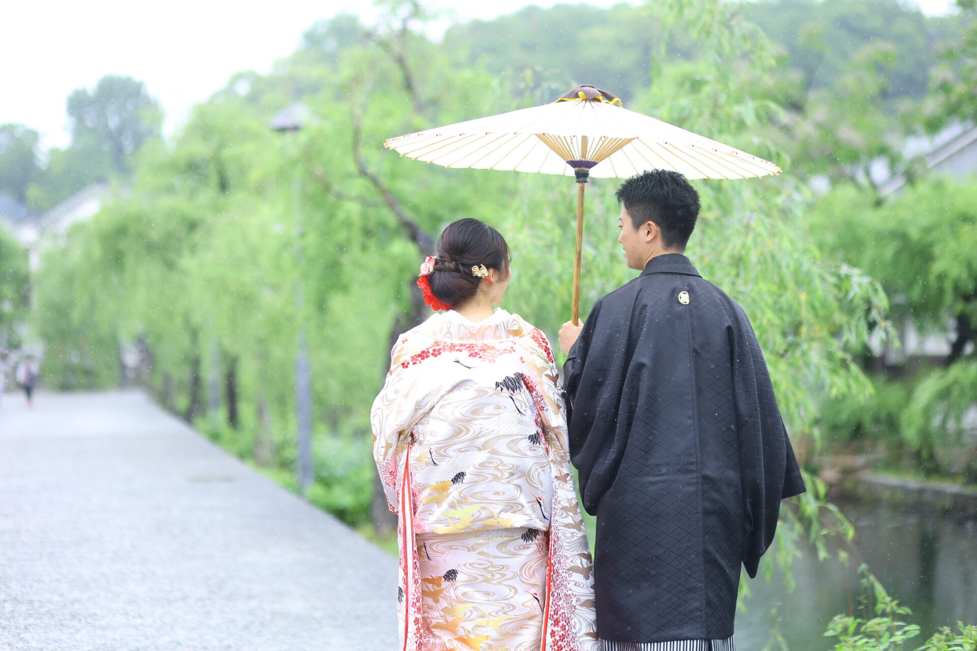 雨でも美観地区撮影が素敵です♡