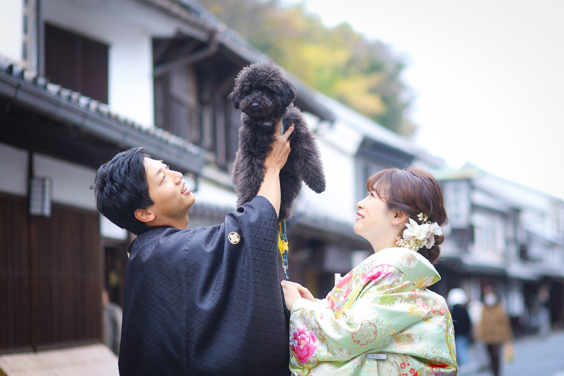 愛犬と美観地区ロケ撮影