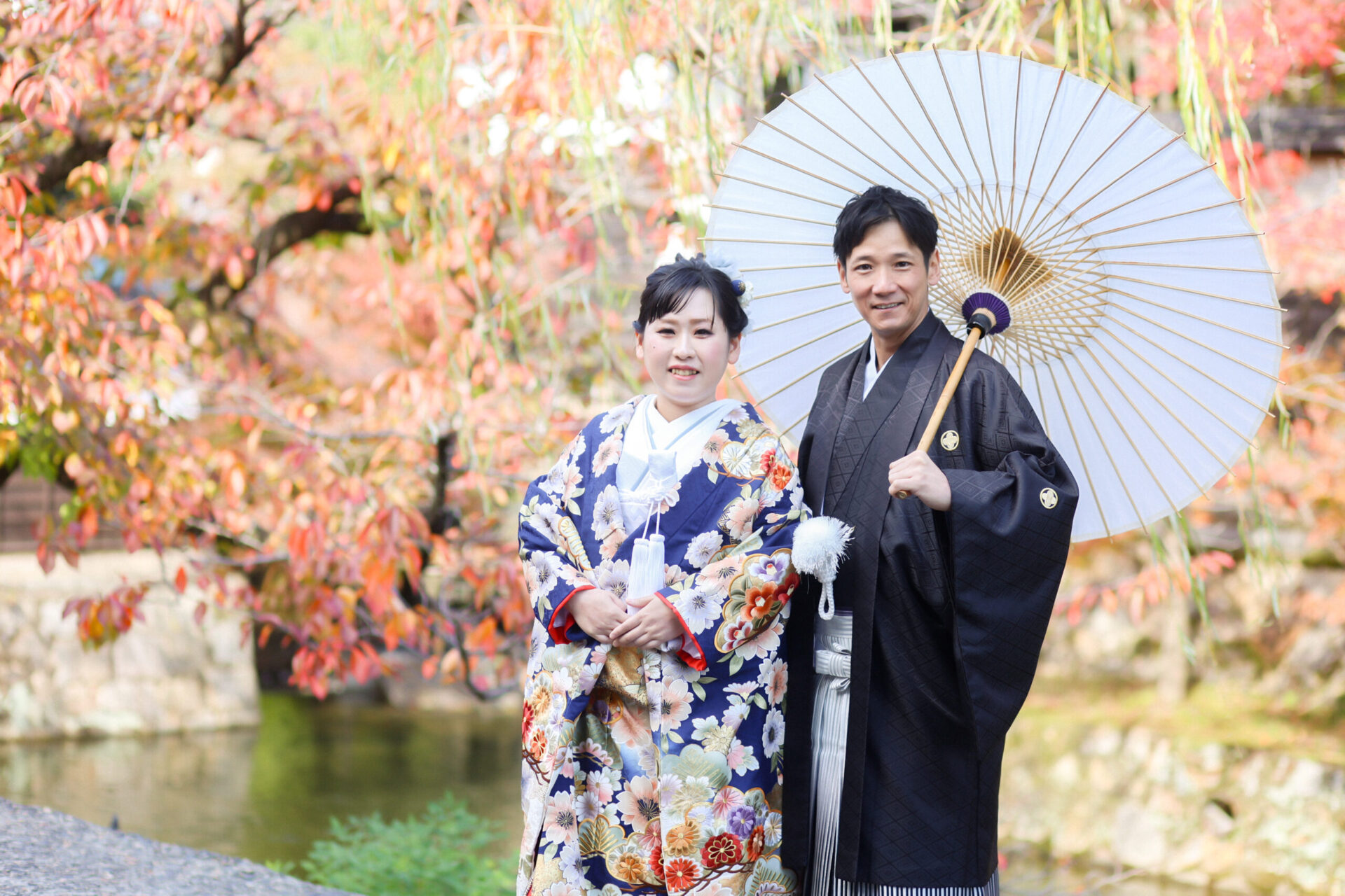 青色の打掛がとてもお似合いの花嫁様＊