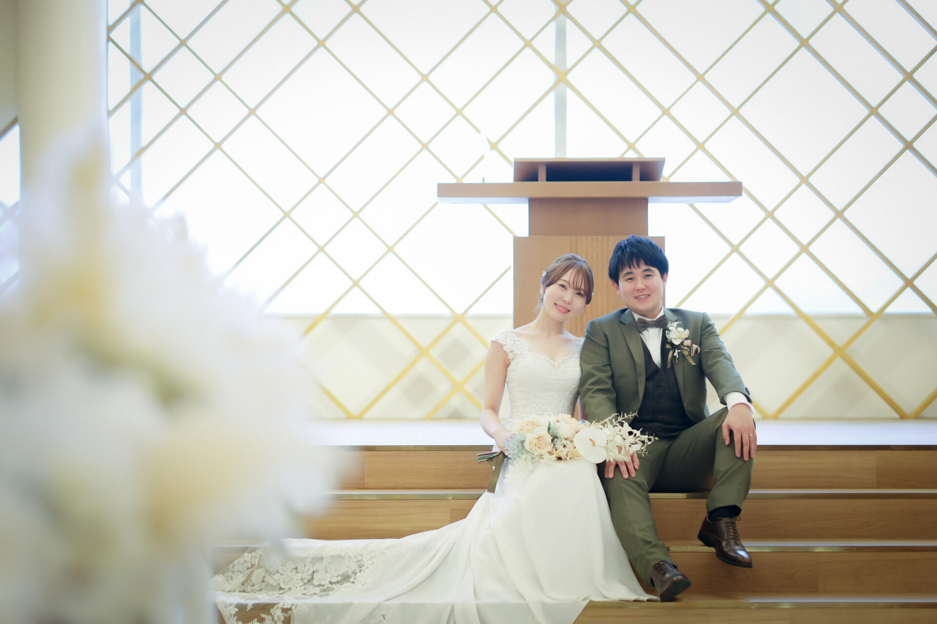 結婚式場のチャペルでフォトウェディング♩